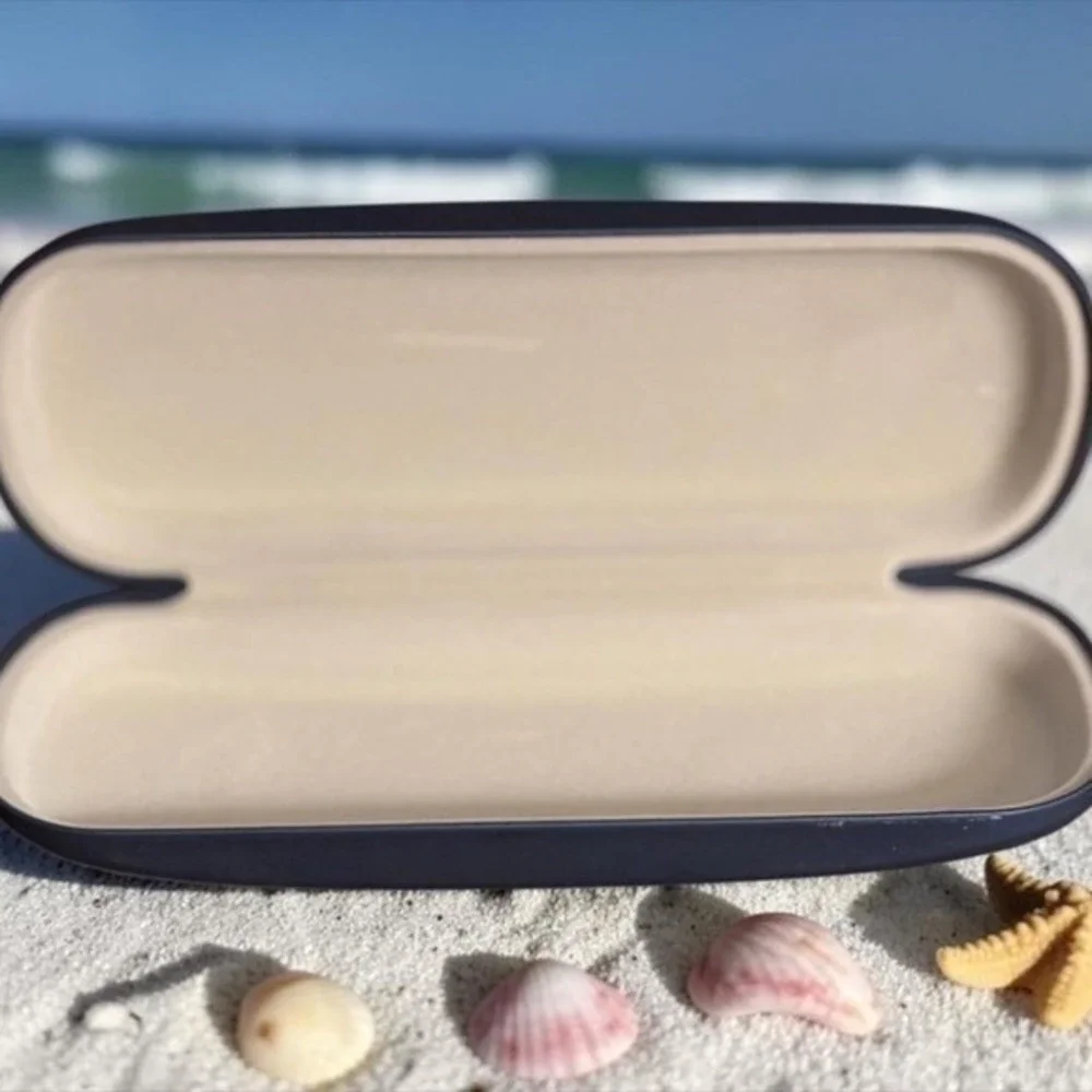Hard Shell Eyeglass Case Black Clamshell Sunglasses Storage Travel Case Des